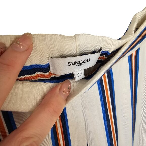 Suncoo Light Beige Blue Orange Striped Pants Sz T0 XS - Picture 3 of 7